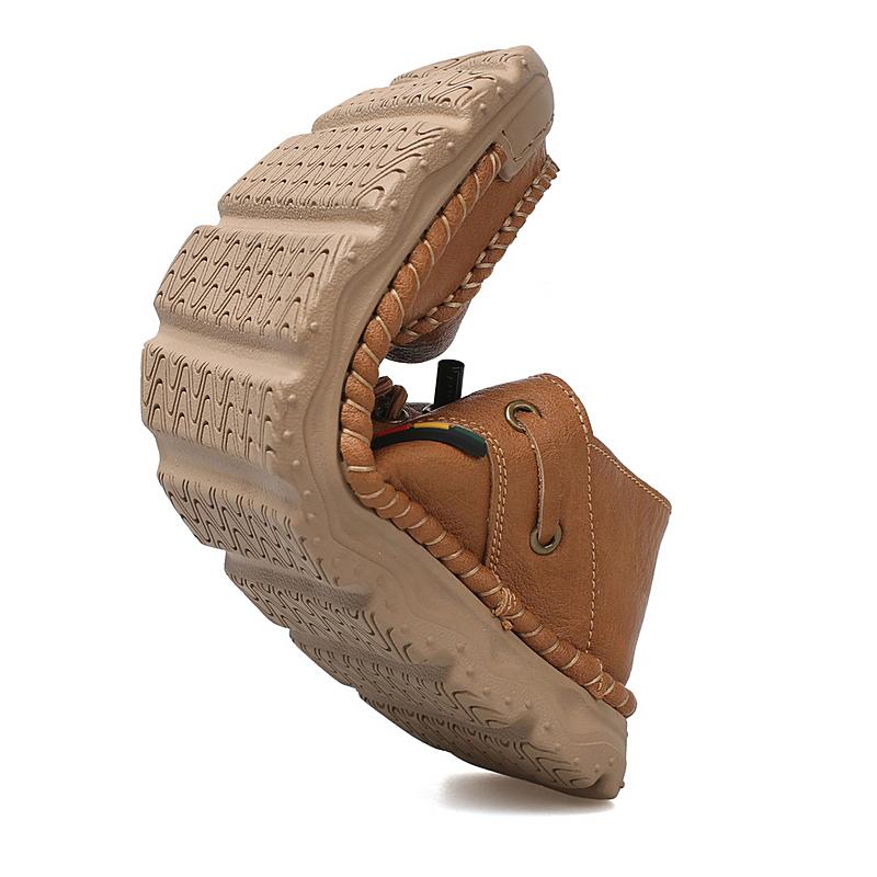 Модная Новая Мужская Уличная Повседневная Коричневая Кожаная Обувь Противоскользящая Прочная Плоская для Вождения Модная Универсальная Легкая Удобная Размер 38-46