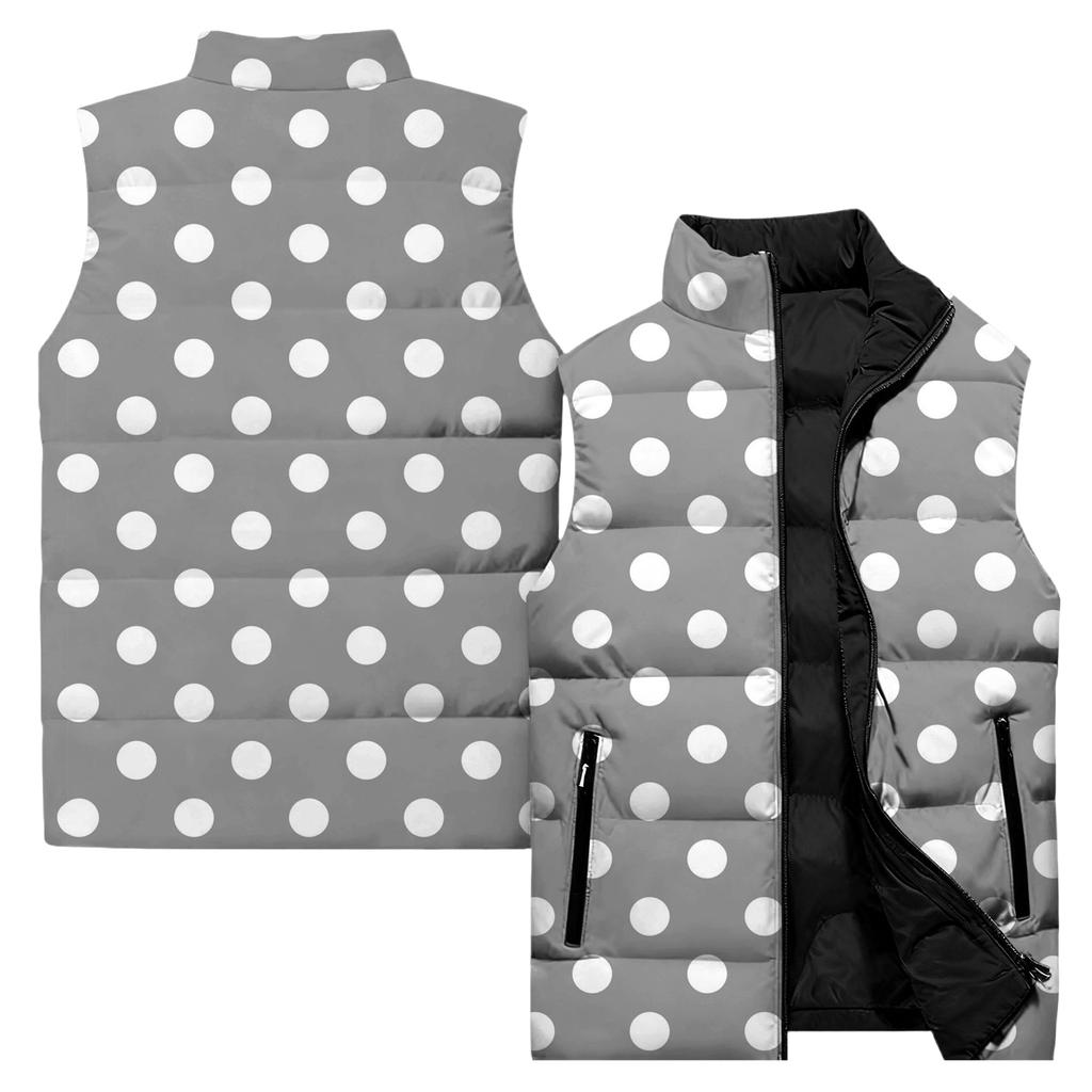 Ladies' Casual And Fashionable Sleeveless Vest Polka Dot Printing Cotton Jacket