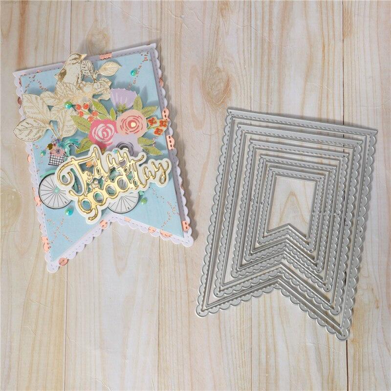 5Pcs Banners Metal Cutting Die Stencil Template for DIY Embossing Paper Photo Album Cards Making Scrapbooking Die Cut