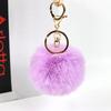 ASLSAW 8CM Faux Leather Artifici Fur PomPom KeyChain Rabbit Hair Bulb Bag Pom Pom Ball Key Chain Pendant Porte Clef for Women