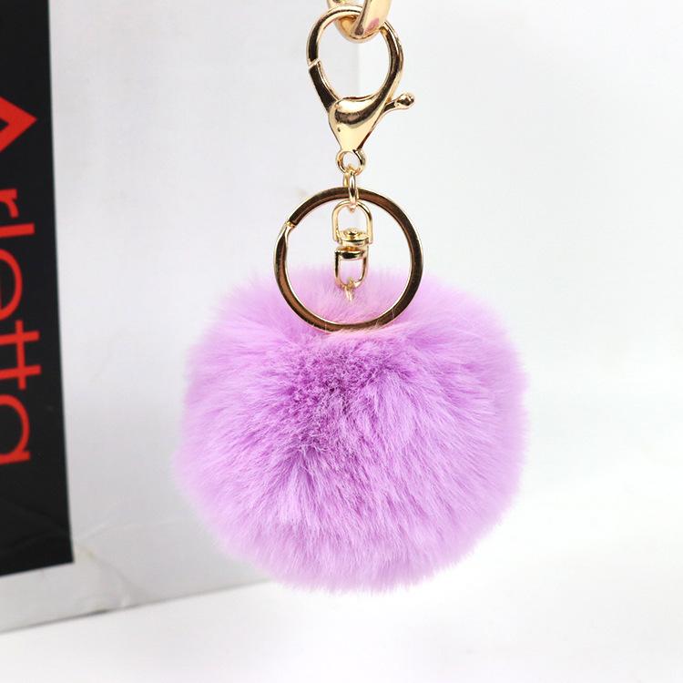 ASLSAW 8CM Faux Leather Artifici Fur PomPom KeyChain Rabbit Hair Bulb Bag Pom Pom Ball Key Chain Pendant Porte Clef for Women