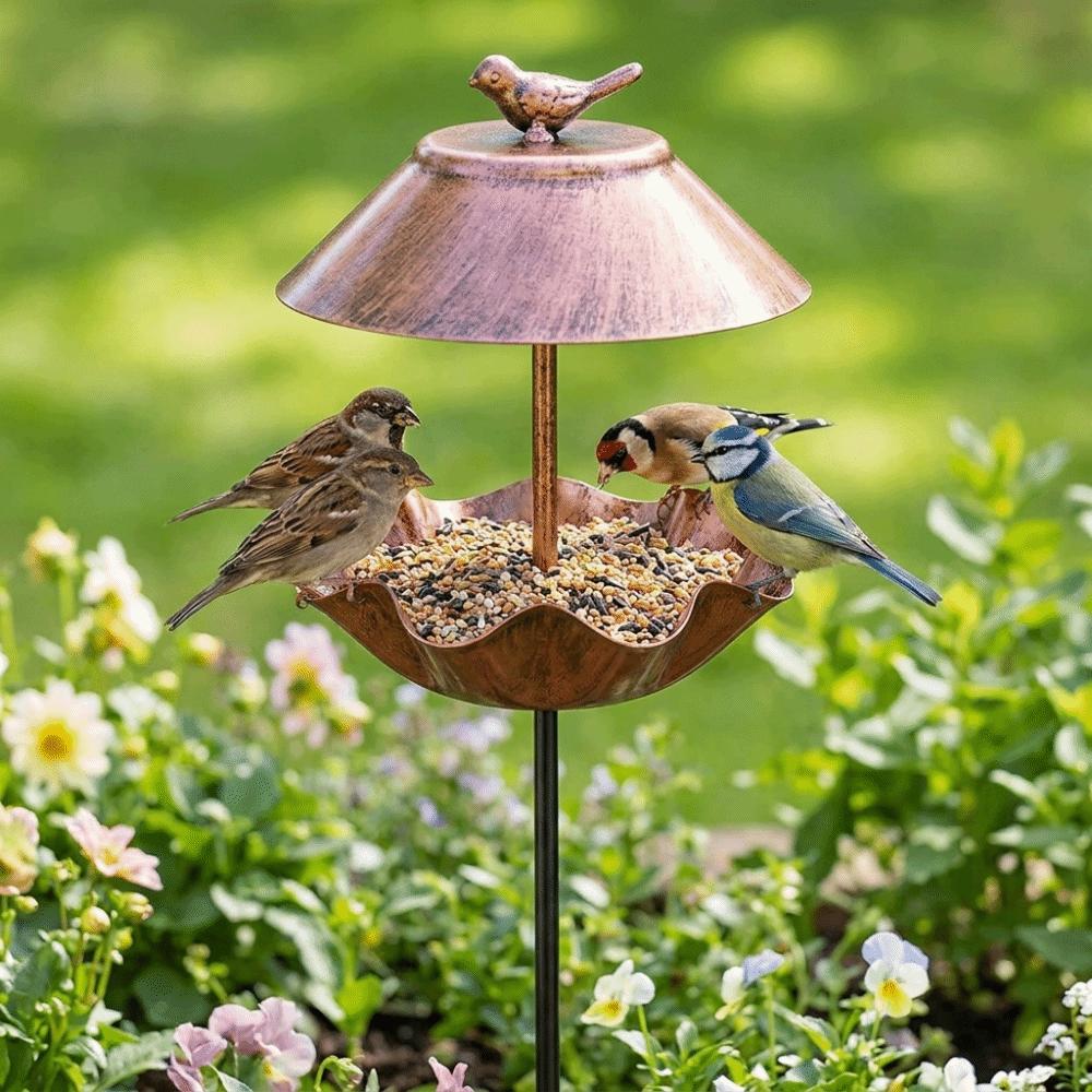 Wavy Curved Petal Bird Feeding Station Large Capacity Garden Bird Basin Garden Ornament