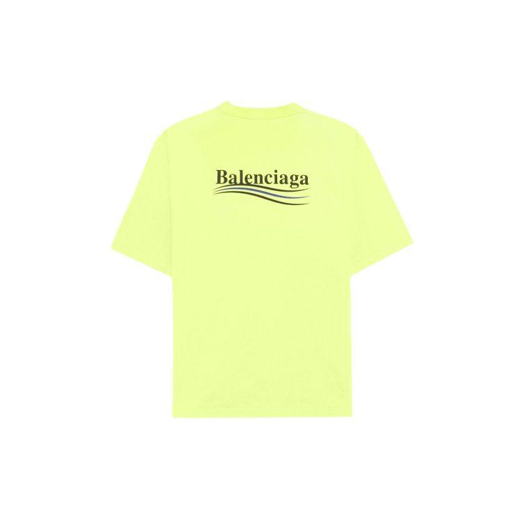 Balenciaga Политическая Кампания Свободный крой Футболка Флуоресцентный Желтый 641655TJVF77110