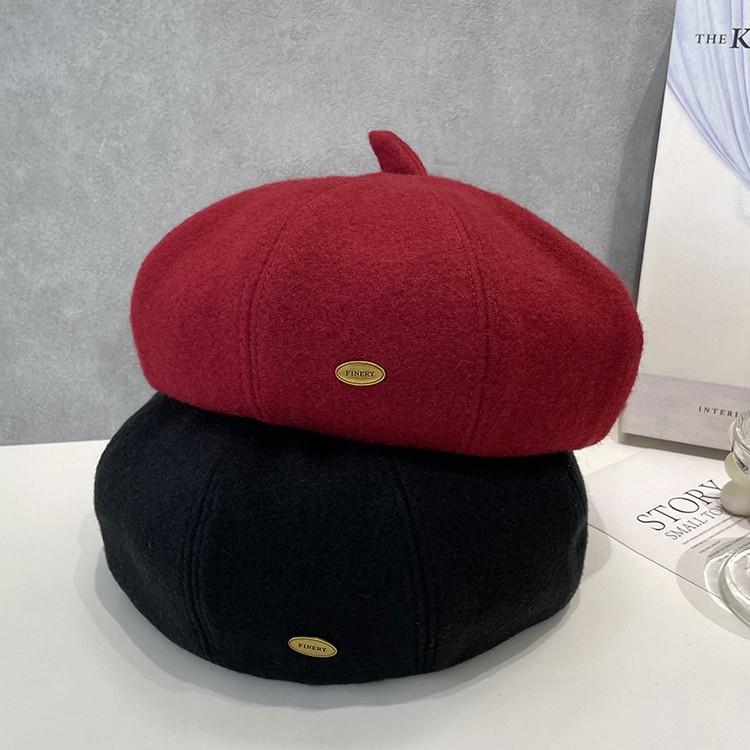 Winter Sweet and Elegant Small Round Beret Hat for Women Fashionable Gentle  Warm Casual  Versatile  Temperamental Octagonal Hat