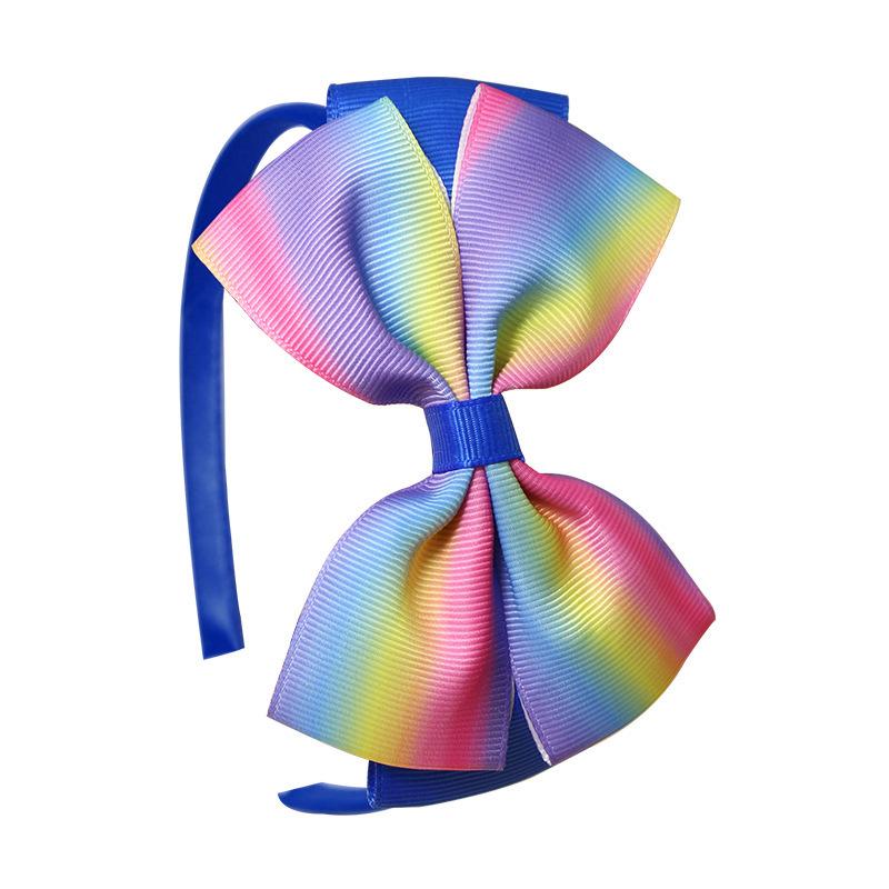 European and American Polyester Ribbed Ribbon Baby Bow Headband with Three-Layer Wrapped Knot and Handmade Flower.
