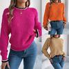 Women's Knitted Sweater Long Sleeve Crew Neck Pullover Jumpers Casual Plain Ribbed Crop Knitwear Tops