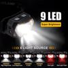 Ultra Bright 9 LED Headlight with Red Light Rechargeable Headlamp Outdoor Running Hiking Camping Forehead Flashlight Head Lamp
