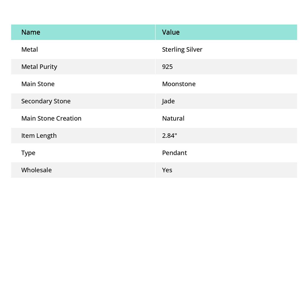 Подвеска из стерлингового серебра 925 пробы с натуральным розовым лунным камнем и красным нефритом 2,84 дюйма l8J38