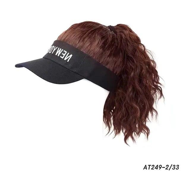 Шляпа парик с синтетическими волосами, летняя шляпа от солнца, бейсболка, короткие волнистые вьющиеся волосы для женщин, мода