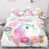 Unicorn Duvet Cover King Queen Cute White Cartoon Animal Bedding Set Children Boys Girl Western Fairy Tale Polyester Quilt Cover