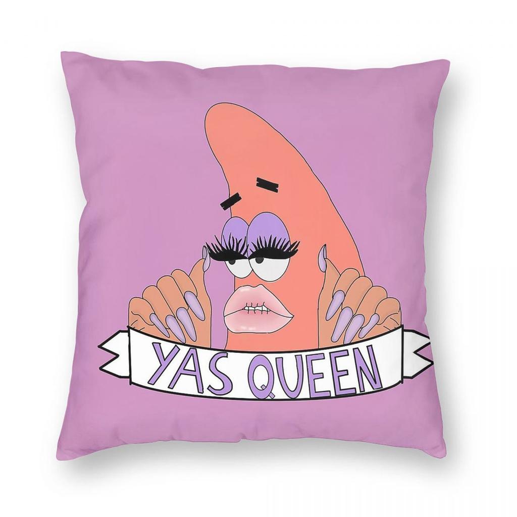 Patrick Star Yas Queen Square Pillowcase Polyester Linen Velvet Printed Zip Decorative Sofa Cushion Cover x