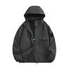 Mens Lightweight Waterproof Windproof Hiking Jacket Outdoor Sport Coat With Hood Loose Fit Size