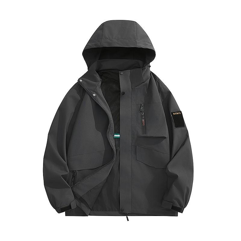 Mens Lightweight Waterproof Windproof Hiking Jacket Outdoor Sport Coat With Hood Loose Fit Size