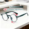 Новые женские очки для чтения с регулируемым вращением на 360 градусов, ультралегкие, нейтральные, высококачественная круглая оправа, очки с защитой от синего света
