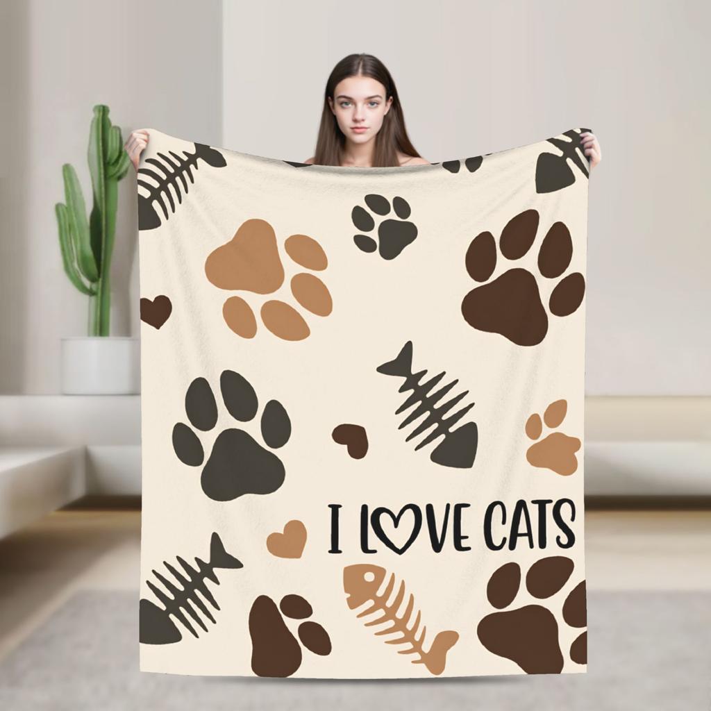 Whimsical Reading Cat Plush Blanket Girls Boys  Flannel Throw Blanket For Living Room Warm Soft Custom Quality Bedspread Gift