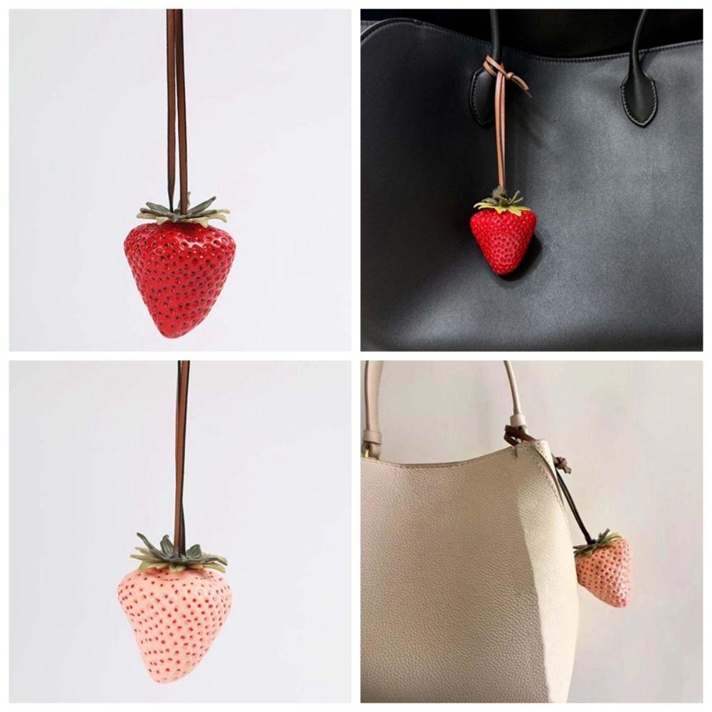 Водонепроницаемый брелок для ключей Клубника 3D Красная смола Фруктовая подвеска Креативный Универсальный Шарм для сумки Вечеринка