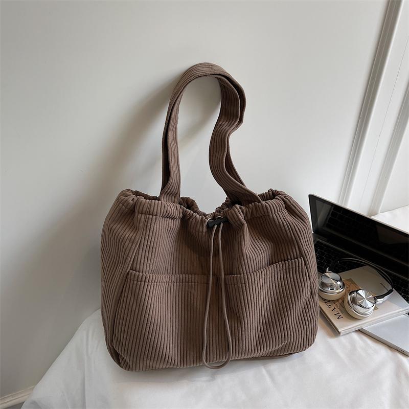 Corduroy Bag Women's Large Capacity Shoulder Shopping Bag Commuter Tote Bag