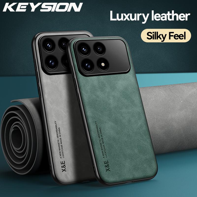 KEYSION Роскошный ретро чехол из ПУ кожи для Xiaomi POCO F8 Pro Мягкий силиконовый+ПК Противоударная задняя крышка для телефона для POCO F8 Ultra