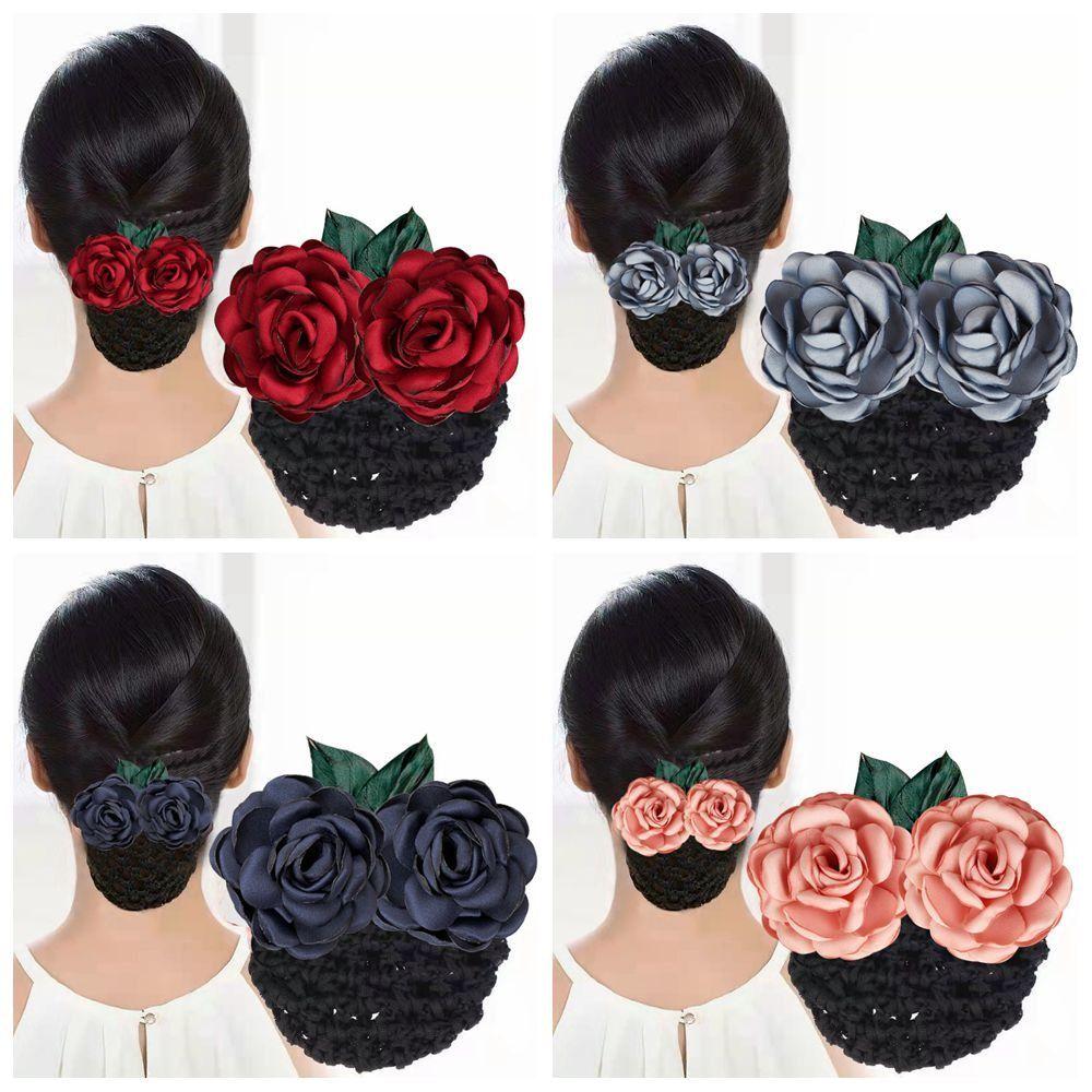 Hair Headdress Flower Hair Bun Holder Covers Hair Bun Cover Net  for Banks Hotels Staff