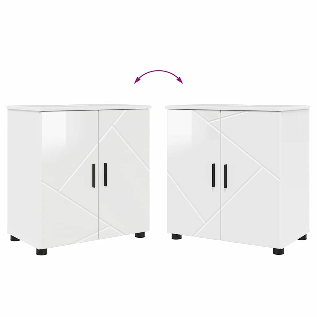 Bathroom Cabinet with Storage Glossy White 61 x 35 x 64 cm