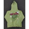 Sp5der Hoodie Oversized Thick Fleece Sweatshirt With Foil Print Spiderweb Design Men Winter Casual Wear