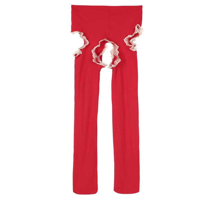 Мужские колготки с кружевной отделкой, длинные брюки с открытой промежностью, колготки, леггинсы