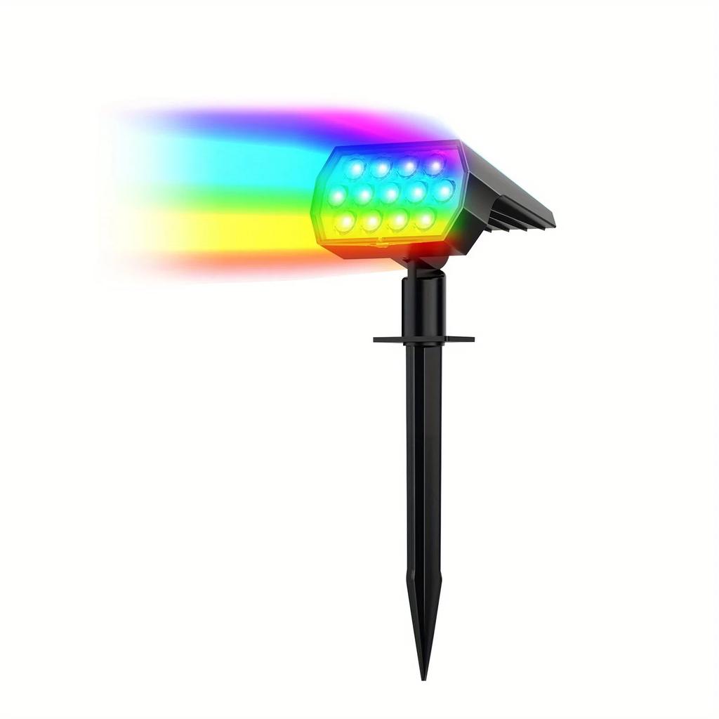 Solar Spot Lights Outdoor Color Changing 7 Modes Christmas IP65 Waterproof Landscape Spotlights Dusk To Dawn For Patio Garden