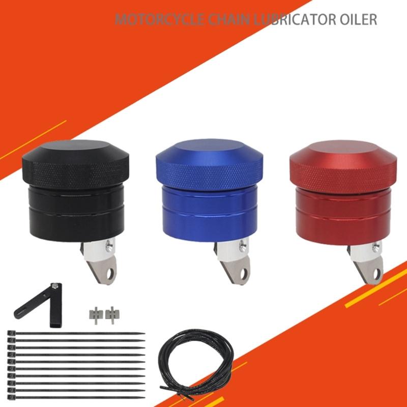 Motorcycle Chain Lubricator Oiler Set Universal Motorbike Lubrication System Chain Oiler for -Bicycle