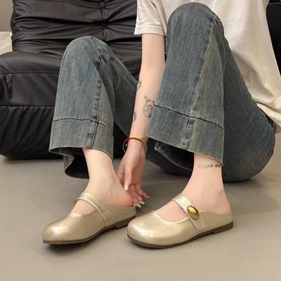 Ретро серебристые сумки с плоским дном, женская летняя одежда 2025, новые ленивые шлепанцы на одной педали, сандалии с юбкой