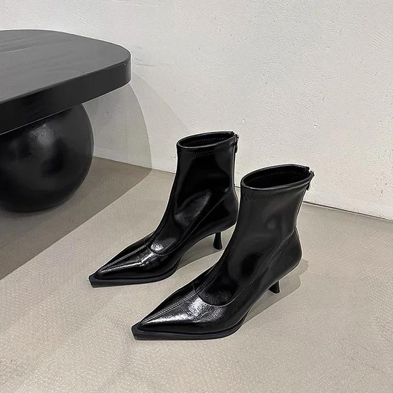 Модные весенне-осенние женские ботильоны, модные туфли с острым носком на тонком высоком каблуке, женская обувь для танцев и вечеринок, обувь для стриптиза