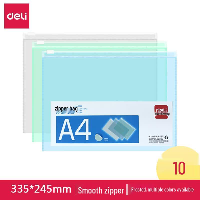 Deli A4 PP Zipper File Document Bag