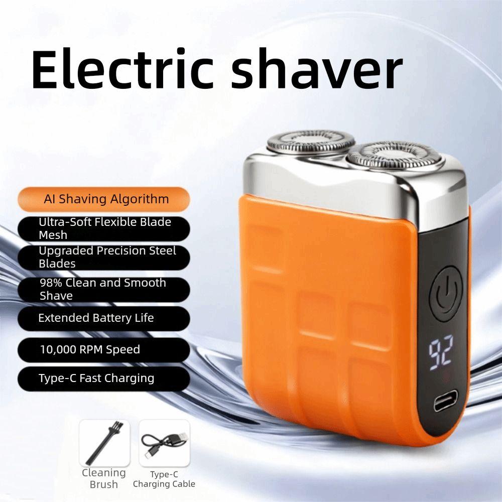 Type-C Charging Mini Electric Shaver Waterproof Design Portable Rotary Razor Smart Shaver  Husband