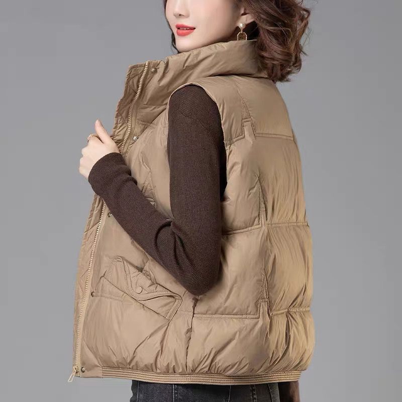 Женский пуховый жилет осень-зима новый стиль верхняя одежда белый гусиный пух укороченный свободный стильный утолщенный жилет