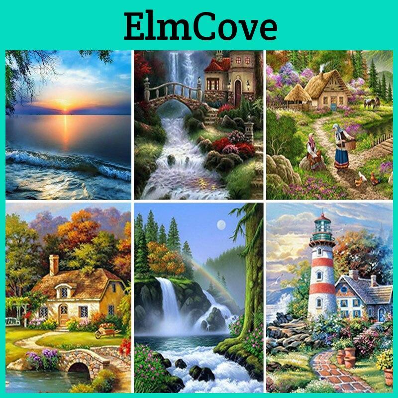 Diy 5d Diamond Painting Scenic Full Round Mosaic Landscape Diamond Embroidery Cross Stitch Resin Wall Sticker Home Decor