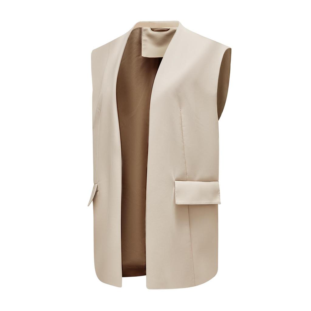 Кардиган-жилет для женщин, короткая куртка без рукавов из искусственной кожи с карманами, пальто большого размера со свободной талией черного, верблюжье-бежевого цвета