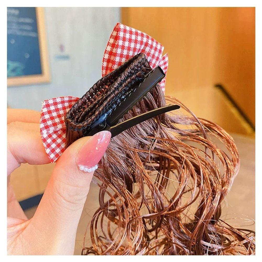 2Pcs Curly Baby Wig Hairpin Princess Bowknot Hairclip Fasion Children's Bow Wig Girls