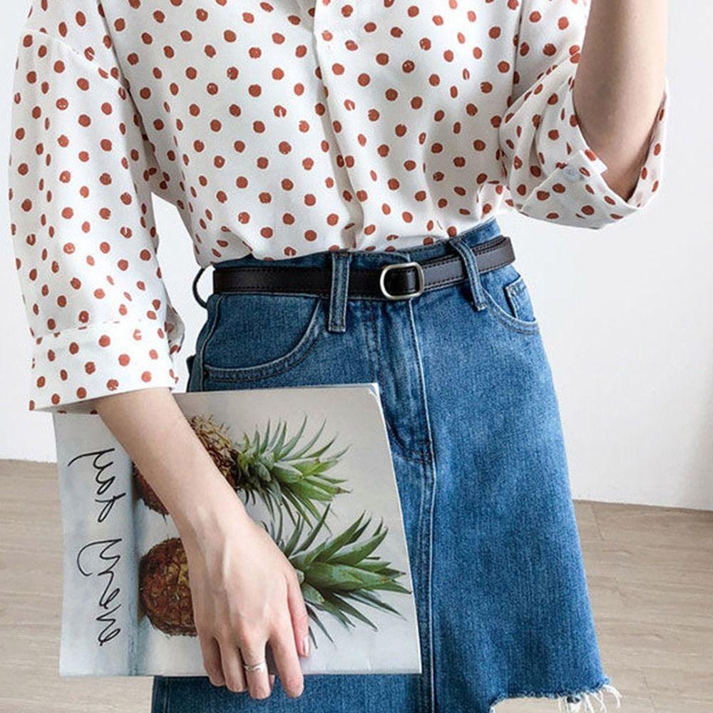 Мода Ретро Винтаж Кожаный Ремень Тонкий Пояс Брючный Ремень Платье Ремни Пряжка без отверстий Пояс