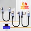 6A 0.15M 0.3M Elbow Short Data Cable Type C To Type C Fast Charging For iPhone 15 16 Sumsung USB C Cable For Xiaomi OPPO