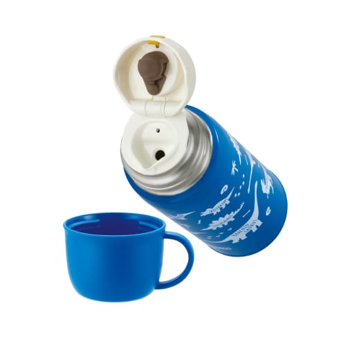 Thermos Vacuum Insulated Two-Way Water Bottle, 0.6L/0.63L, Blue-Brown, Direct Drinking, Includes Cup, Suitable for Children, Suitable for School or Da