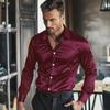 Men's Shiny Long-Sleeve Lapel Shirt for Nightclub or Stage