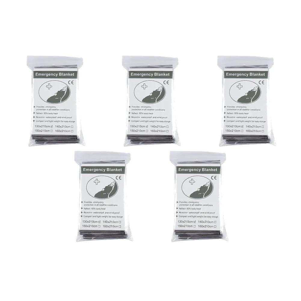 1-10 шт. Аварийное ветрозащитное водонепроницаемое фольгированное термоодеяло для выживания на открытом воздухе, аптечка первой помощи, военный спасательный походный набор