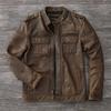Мужская кожаная куртка китайского размера, коричневая, из натуральной коровьей кожи, мягкая, облегающая, весенняя, винтажная