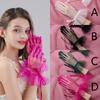 A Pair of Transparent Mesh Fingered Style Wrist Length Gloves Suitable As Accessories for Bride Weddings or Women's Dances