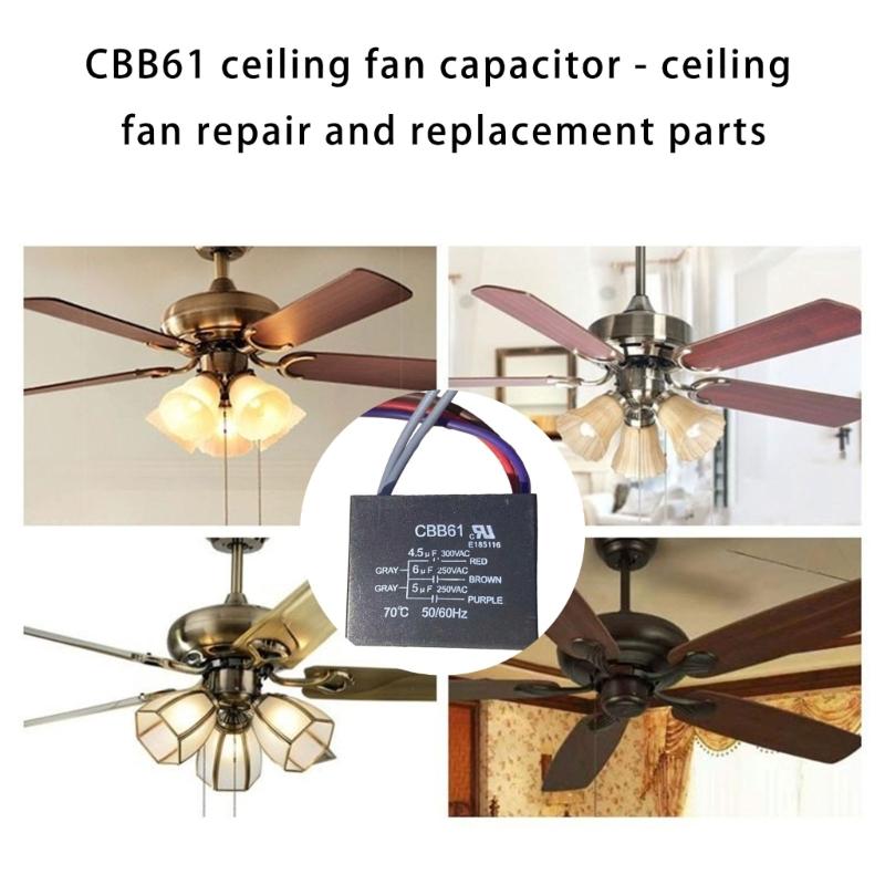 2Pieces Electric Fan Motor Capacitor Upgrading Set High Efficiency Starter Component Heat Resistant Safe Operation