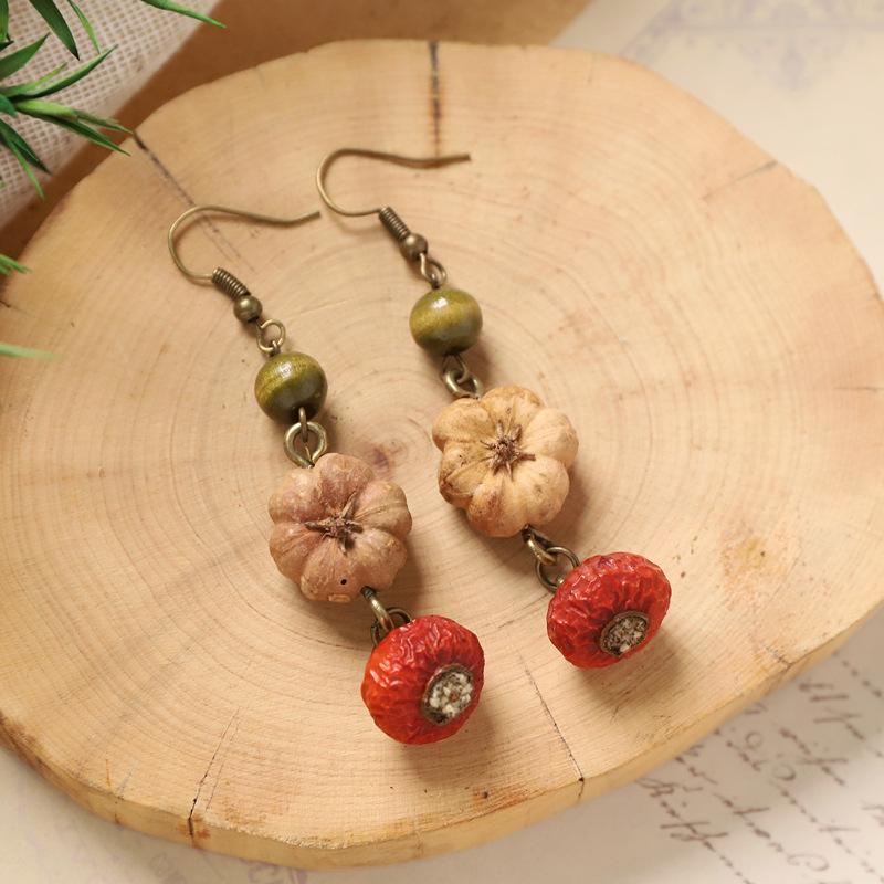 Оригинальные серьги Mori Plant Fruit, натуральные желуди, ручная работа, ретро-женские длинные серьги, этнический стиль, литературная и традиционная китайская медицина