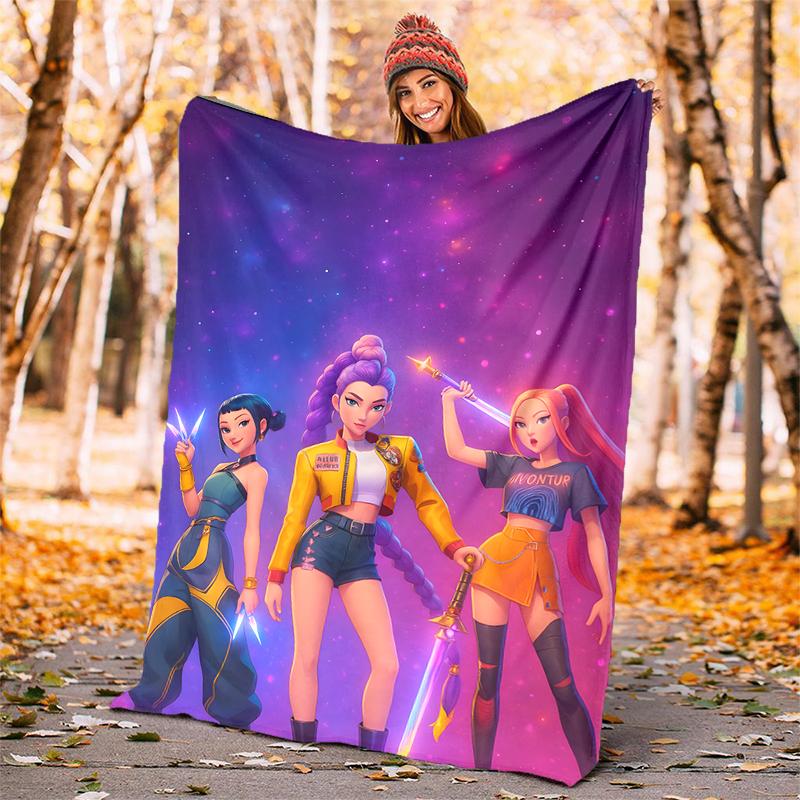 KPOP Hunter Flannel Blanket Soft Warm All-Season Throw, Design for Camping, Car Travel, Hiking Sofa, Bed, Office Perfect Gift for Parties