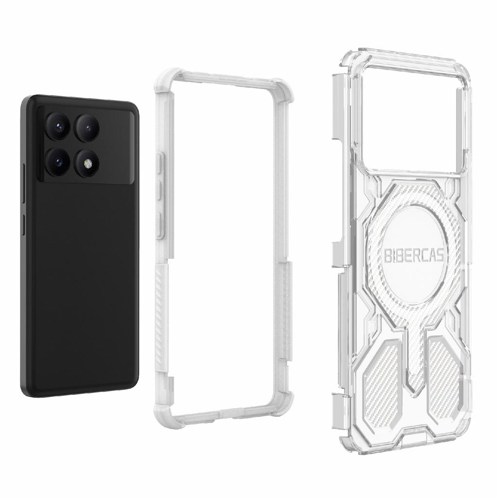 BIBERCAS J-16 Transparent Series For Xiaomi Redmi K70E 5G/Poco X6 Pro 5G Case Compatible with MagSafe TPU+PC Phone Cover