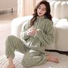 Пижама женская зимняя из кораллового флиса, утолщенного флиса, теплая, осенне-зимняя фланелевая зимняя домашняя одежда