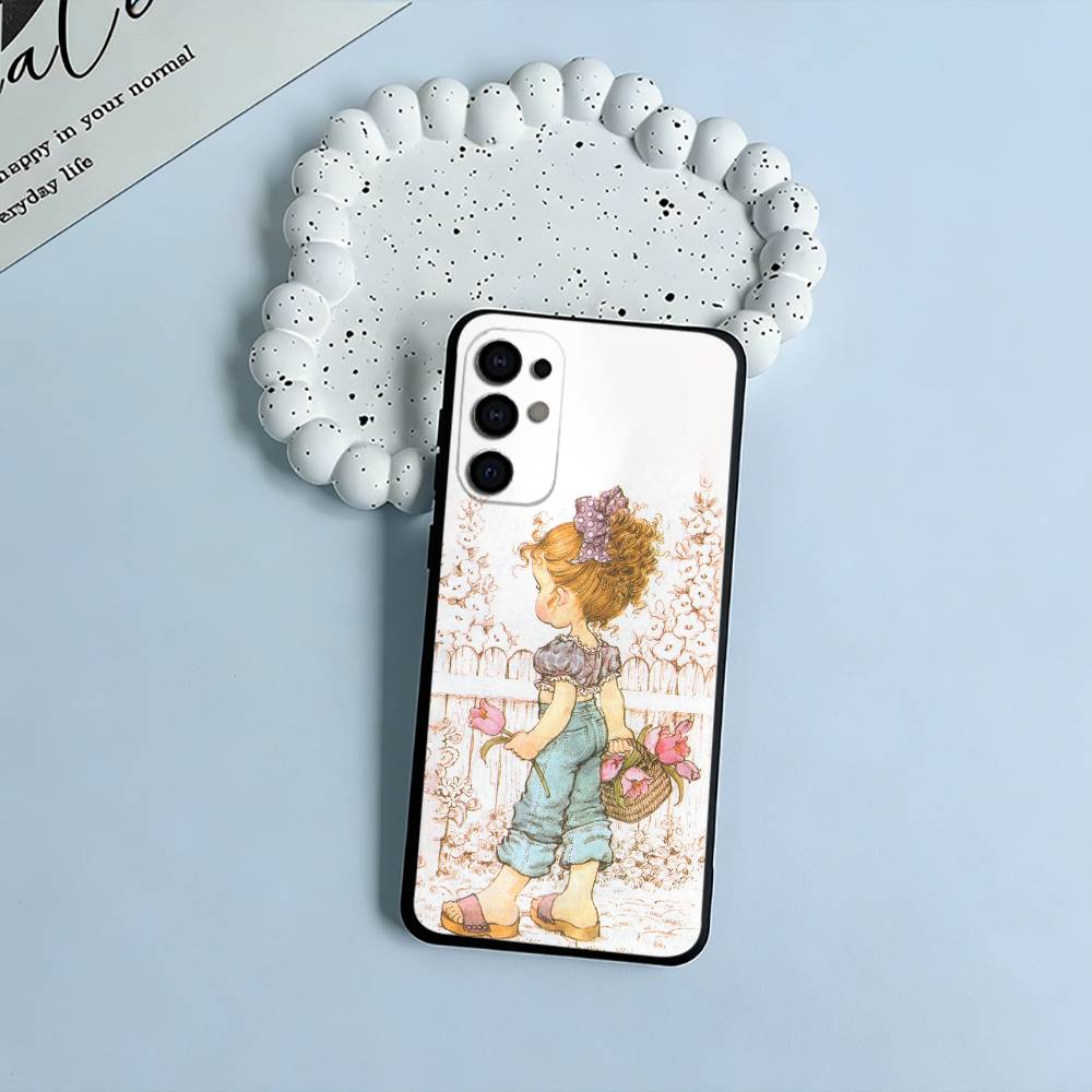 Sarah K-Kay Девочка Цветной Мягкий Силиконовый Чехол для Samsung S25, S24, S21, S22, S23, S30, Ultra, S20, Plus, FE, Lite-Черный