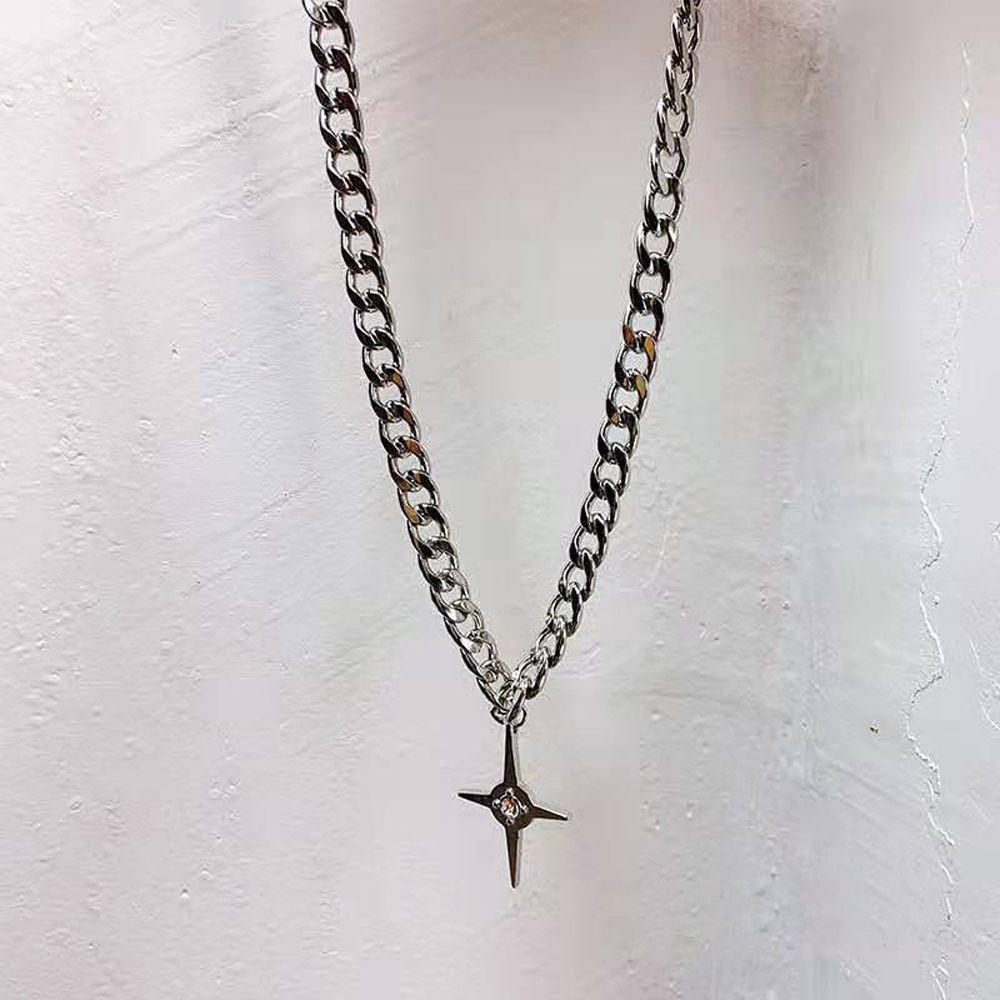 Unisex Fashion Punk Choker Hiphop Korean Style Necklace Clavicle Chain Man Necklace Cross Pendant